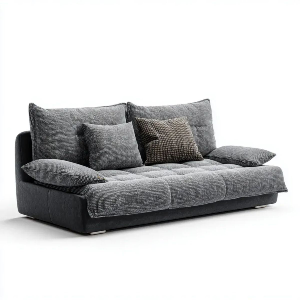Trzyosobowa sofa z tkaniny poliestrowej, szaro-antracytowa, 220 × 95 × 85 cm