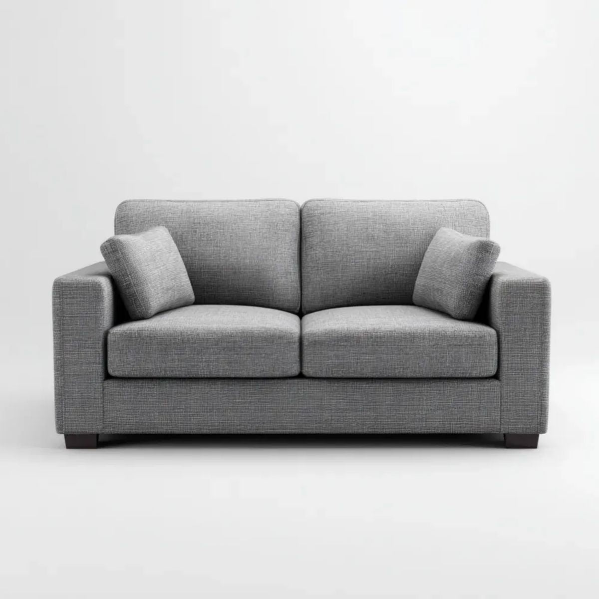 Szara sofa dwuosobowa z tkaniny 180 x 90 x 85 cm