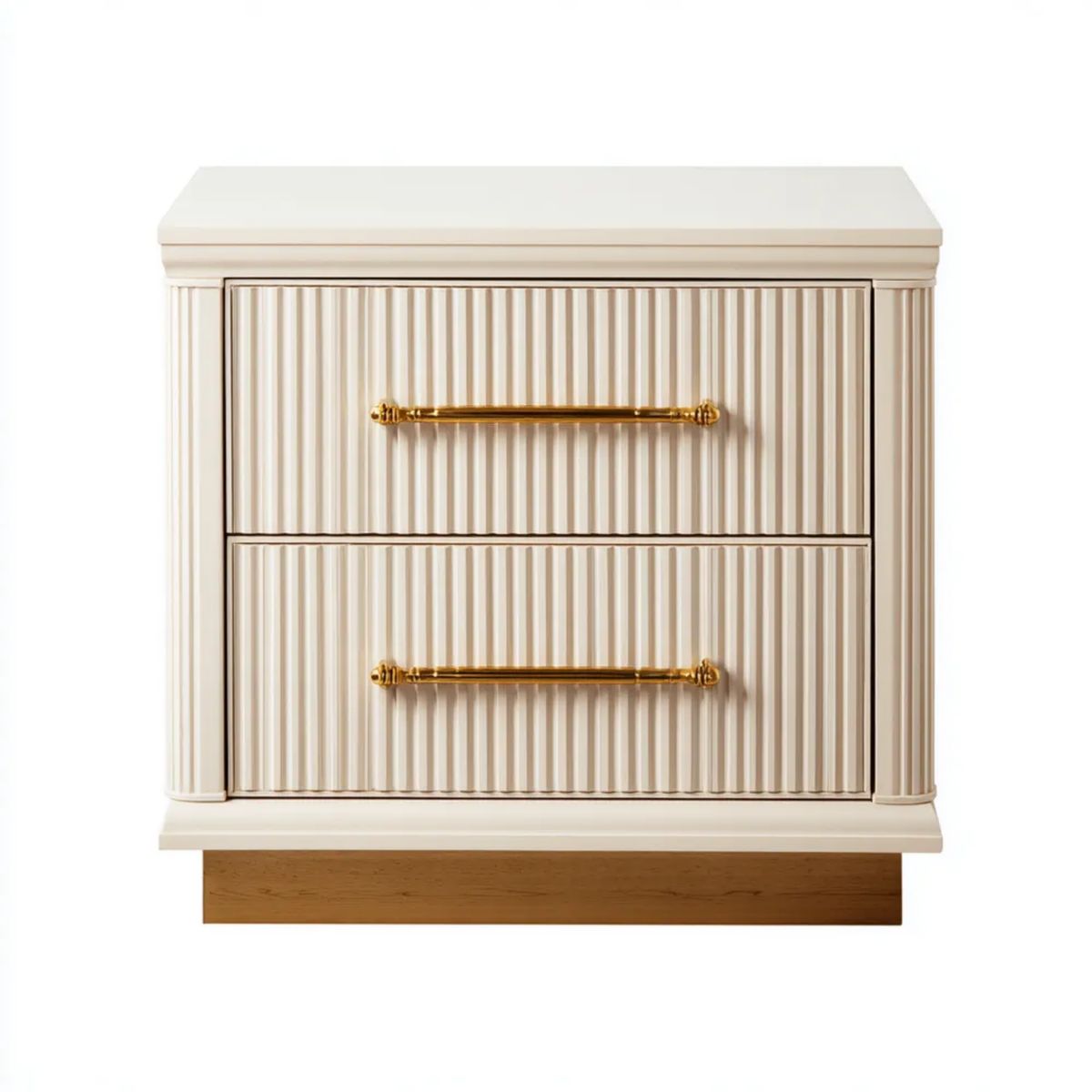 Kremowa szafka nocna z płyty MDF 60 x 45 x 65 cm, 2 szuflady