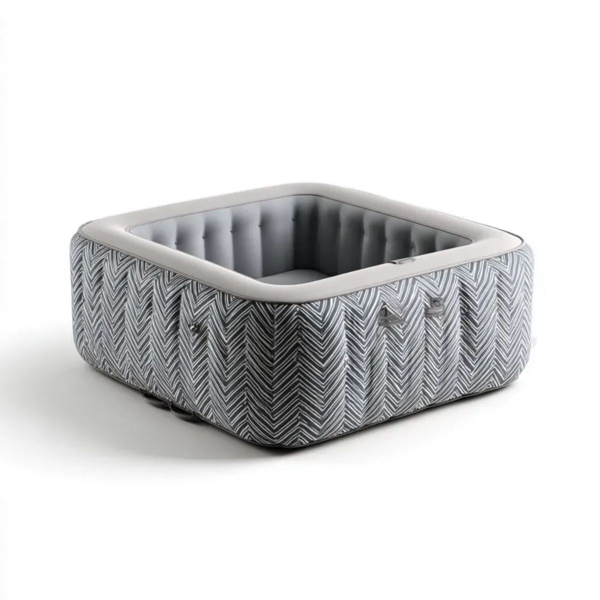 Kwadratowe nadmuchiwane spa ogrodowe z PVC, szare, 180 x 180 x 65 cm