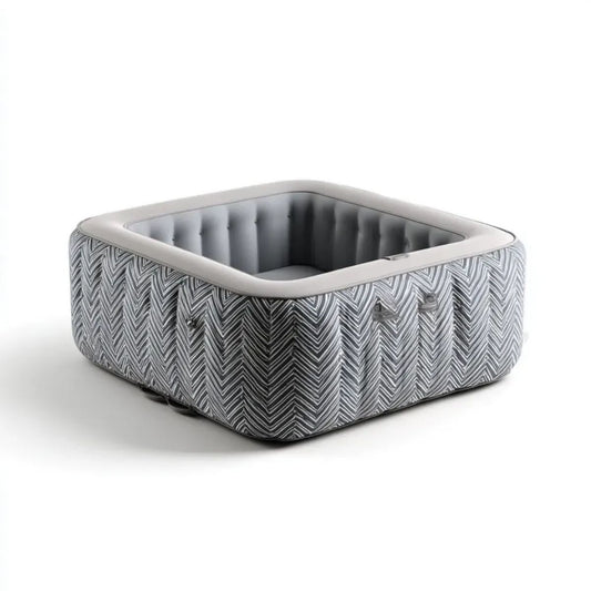 Kwadratowe nadmuchiwane spa ogrodowe z PVC, szare, 180 x 180 x 65 cm