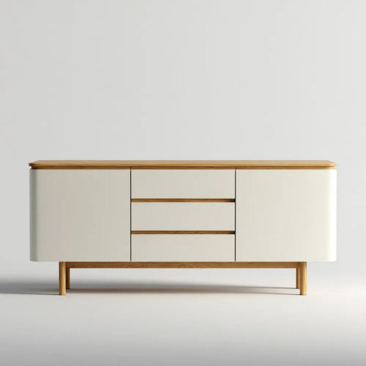 Biała komoda z litego dębu i płyty MDF, 160 x 40 x 80 cm