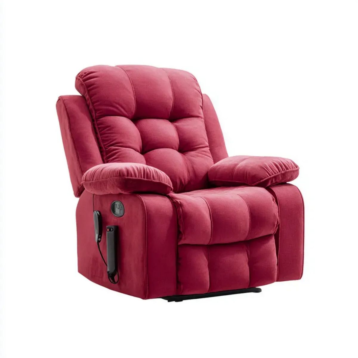 Elektryczny fotel relaksacyjny z mikrofibry, bordowy, 90 × 95 × 103 cm
