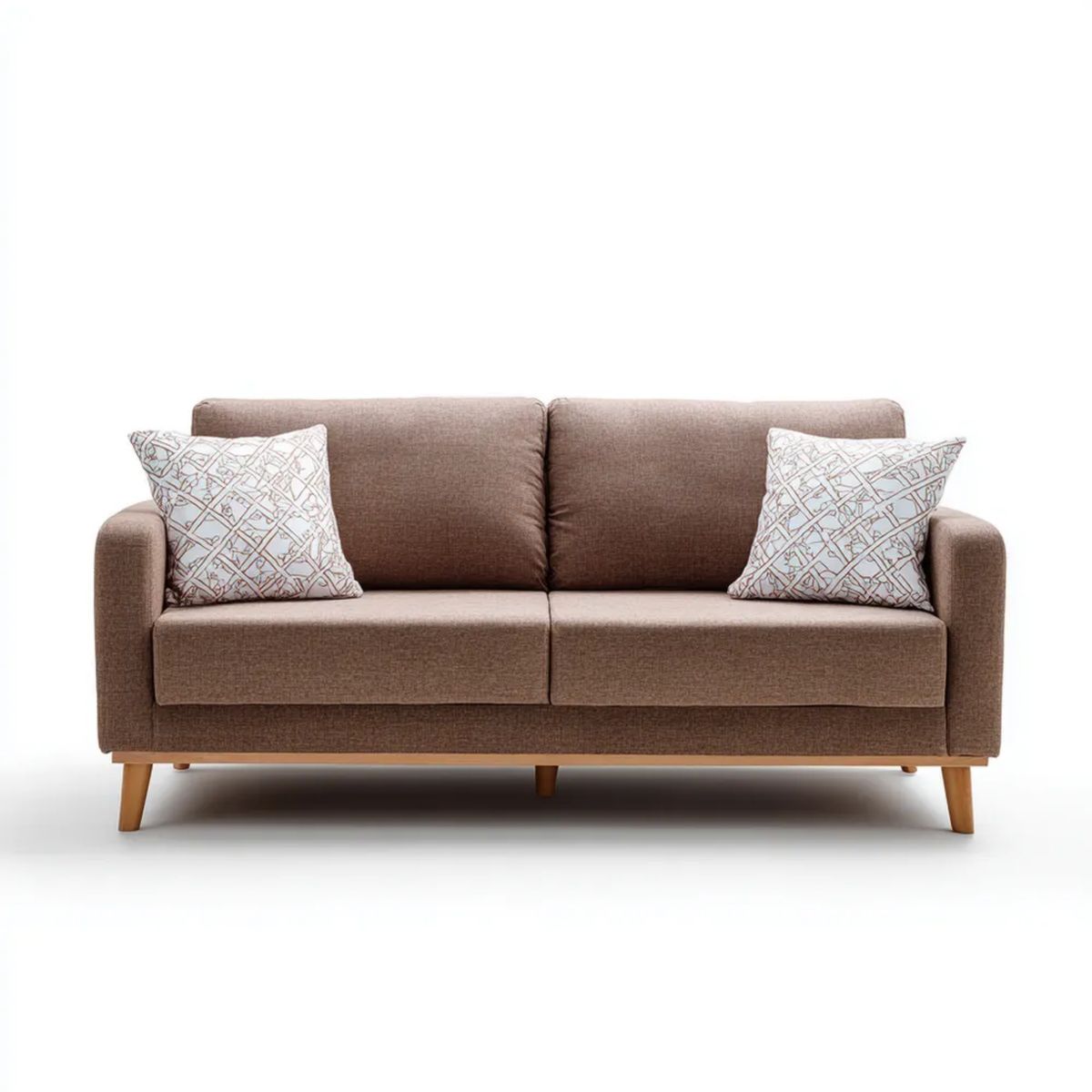 Brązowa sofa dwuosobowa z tapicerką poliestrową, 180 x 85 x 85 cm