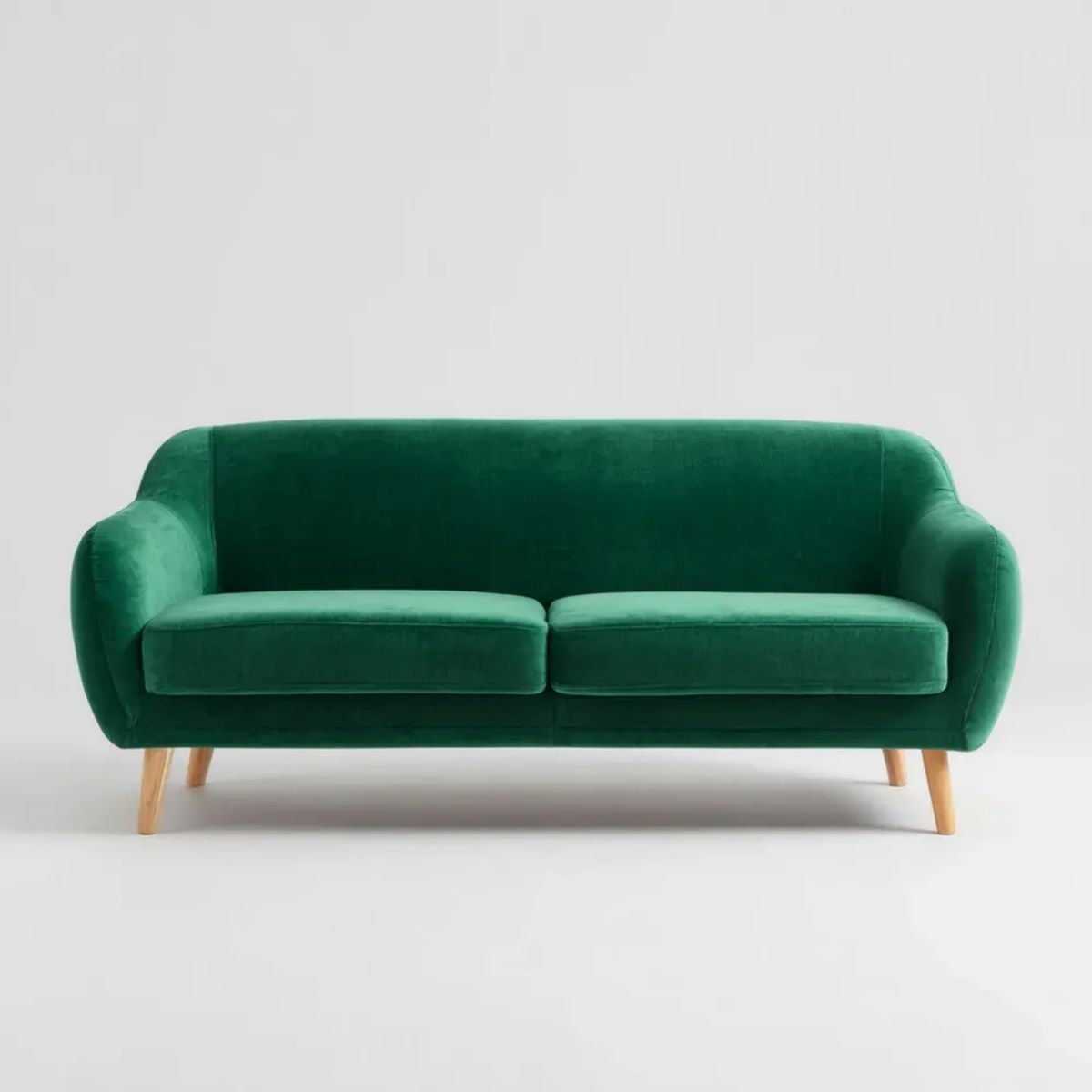 Sofa dwuosobowa zielona z aksamitu na drewnianych nogach 180 x 84 x 82 cm