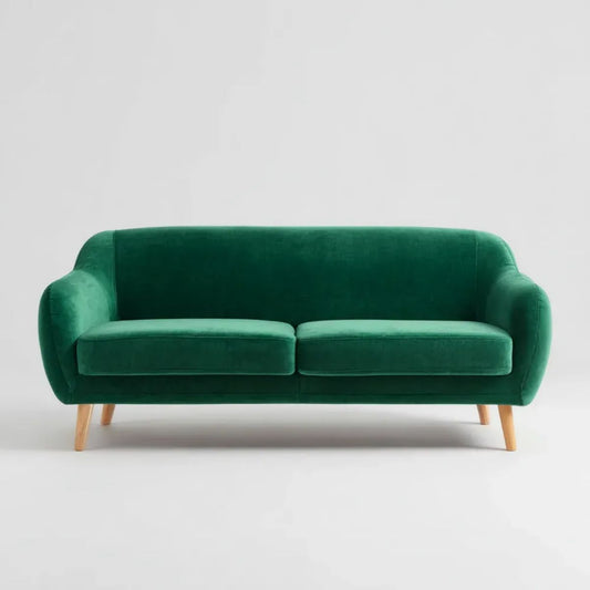 Sofa dwuosobowa zielona z aksamitu na drewnianych nogach 180 x 84 x 82 cm