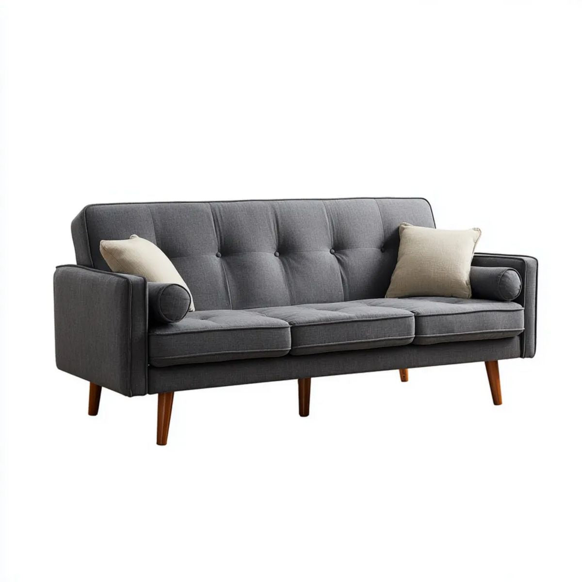 Sofa trzyosobowa grafitowa tapicerowana tkaniną, 210 × 85 × 84 cm