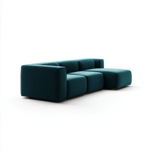 3-osobowa sofa narożna w kształcie litery L z szezlongiem, ciemnoturkusowa, tapicerowana poliestrem, 280 × 165 × 70 cm
