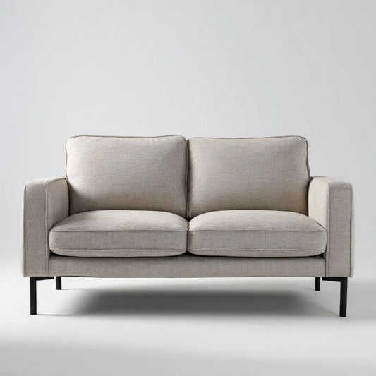 Sofa dwuosobowa jasnoszara z tapicerką poliestrową i czarnymi metalowymi nogami 160 x 85 x 85 cm