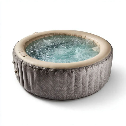 Okrągłe dmuchane jacuzzi spa z PVC 180 × 66 cm, beżowo-szare