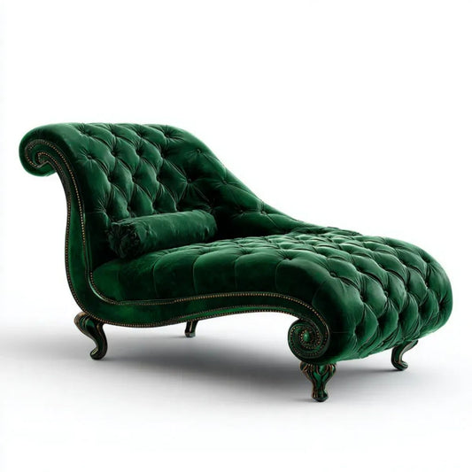 Pikowany szezlong Chesterfield z aksamitu zielony szmaragdowy 175 x 75 x 92 cm
