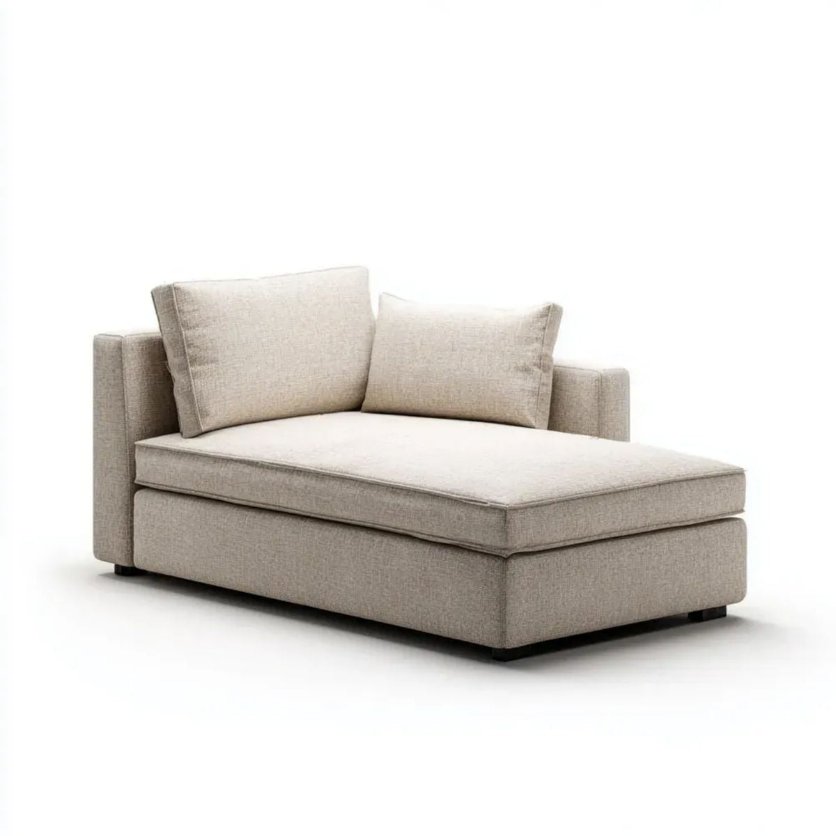 Beżowy fotel wypoczynkowy chaise longue z tapicerką poliestrową, 140 × 100 × 80 cm