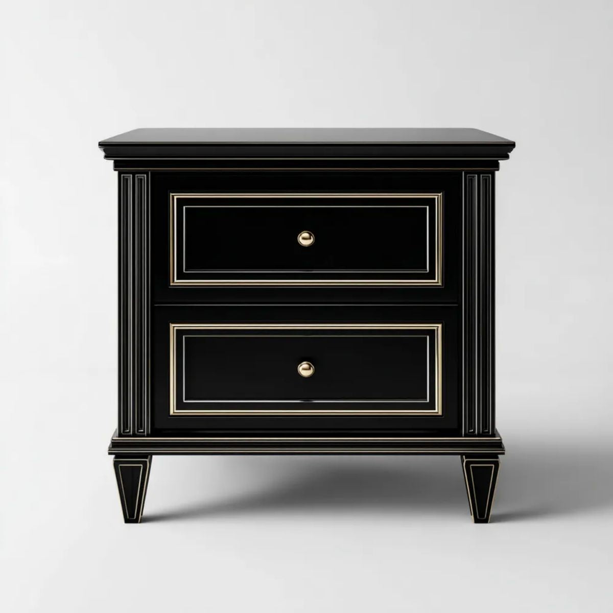 Czarna szafka nocna z płyty MDF 60 x 40 x 65 cm z 2 szufladami