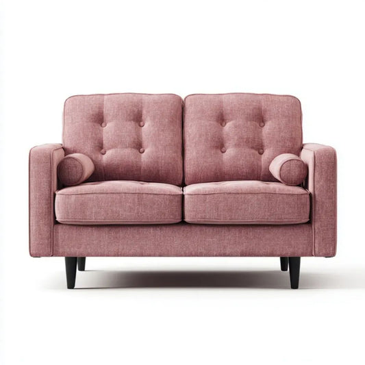 Dwuosobowa sofa różowa z tapicerką poliestrową, 150 × 84 × 86 cm