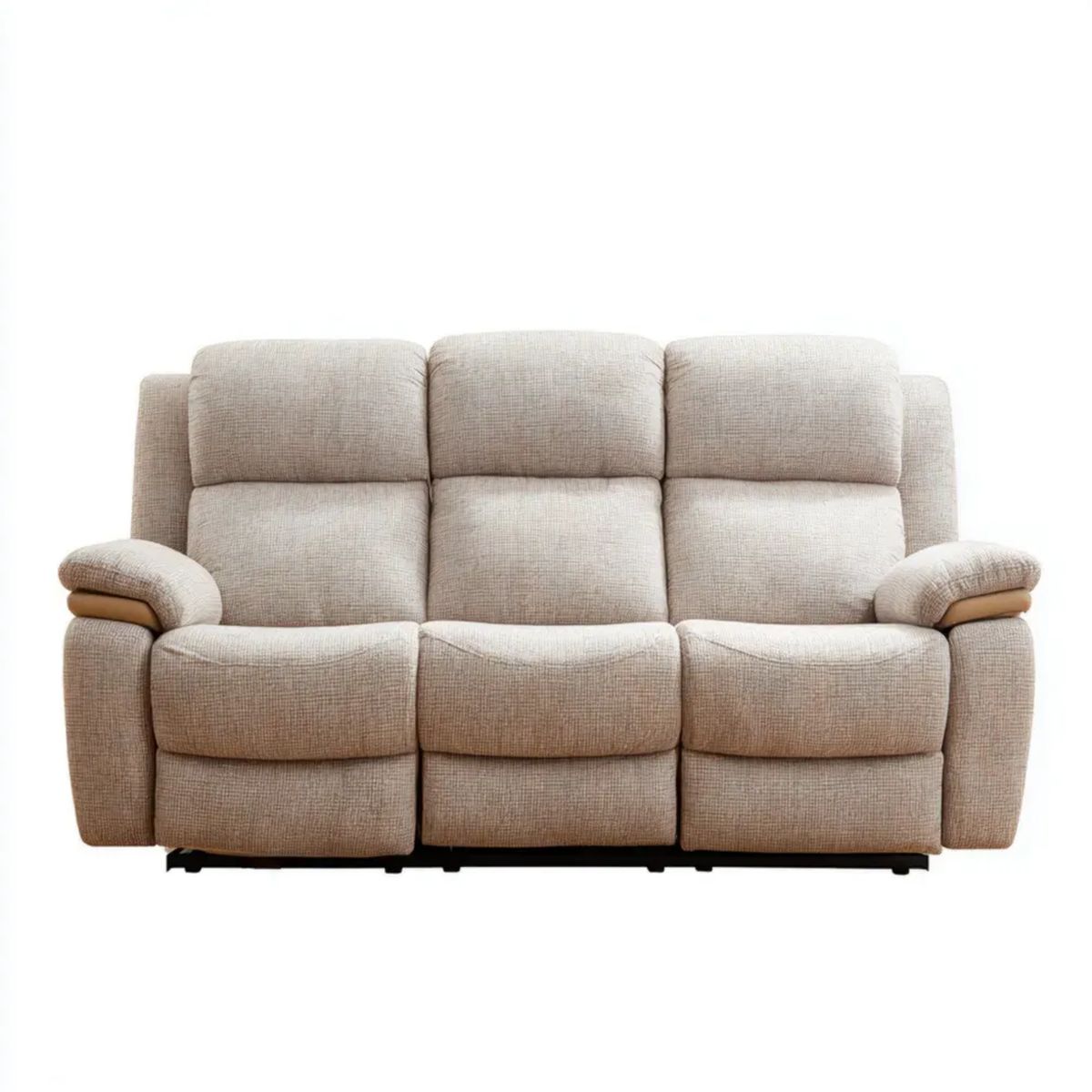 Beżowa sofa 3-osobowa z funkcją relaks z poliestru 210 × 95 × 100 cm