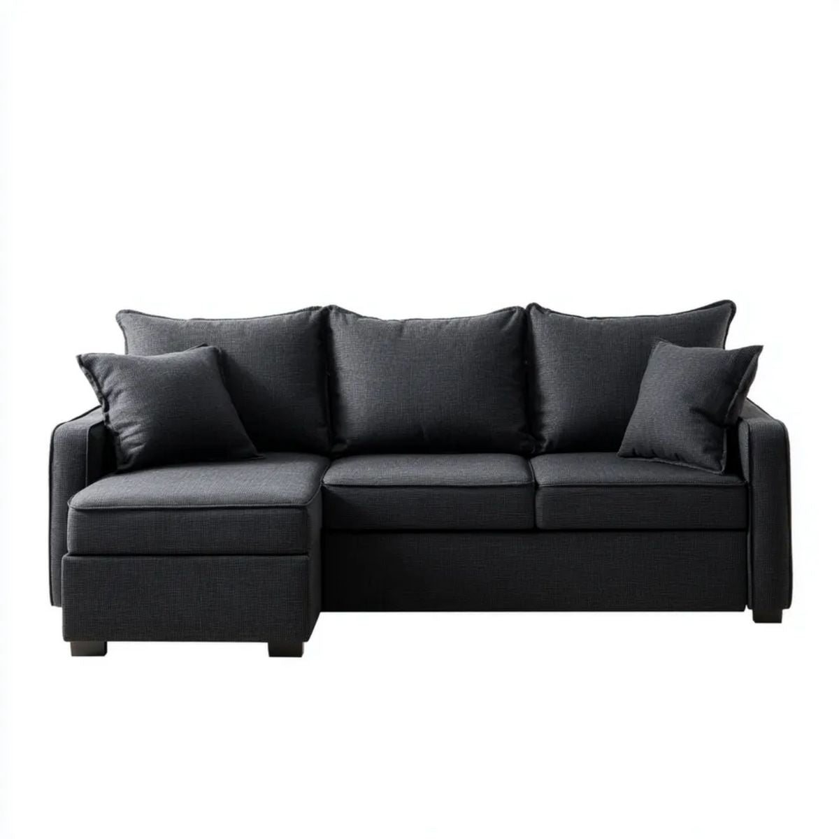 Grafitowa sofa narożna z lewym szezlongiem z tkaniny 220 x 145 x 85 cm