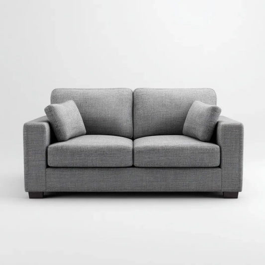 Szara sofa dwuosobowa z tkaniny 180 x 90 x 85 cm