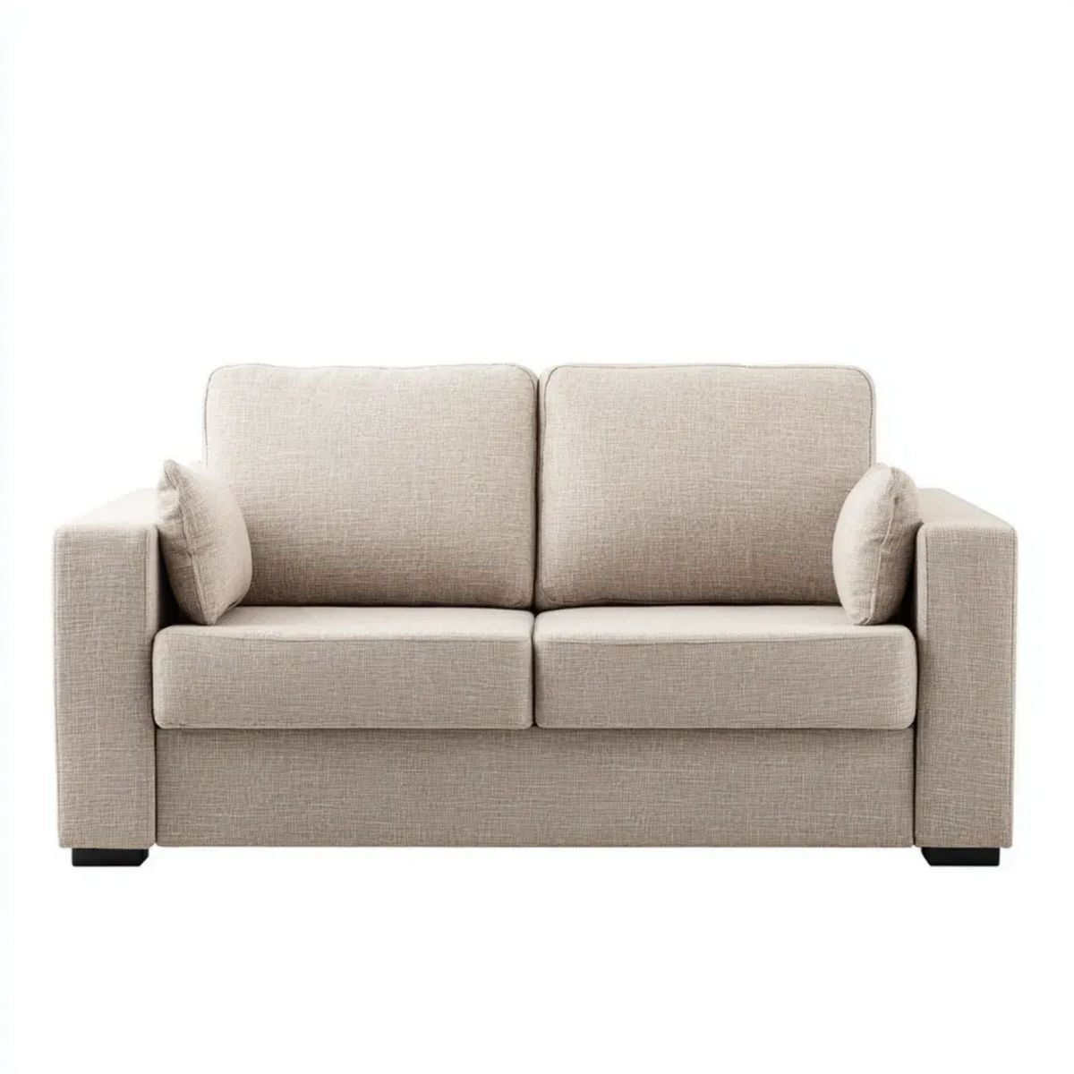 Dwuosobowa sofa beżowa z tapicerką poliestrową 168 x 88 x 86 cm