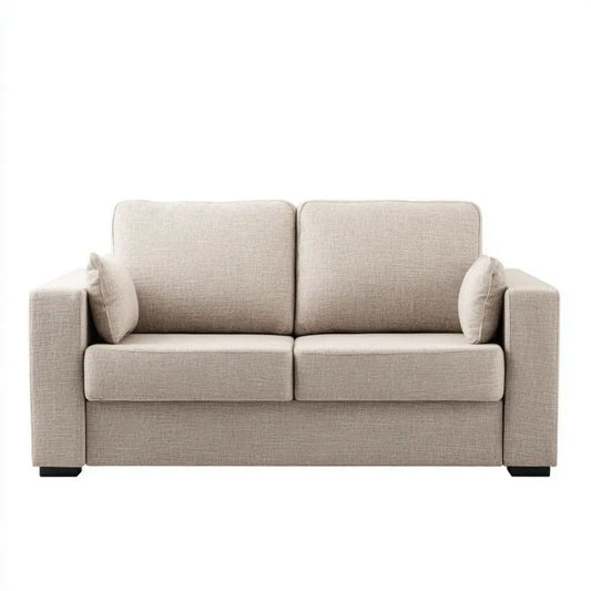Dwuosobowa sofa beżowa z tapicerką poliestrową 168 x 88 x 86 cm