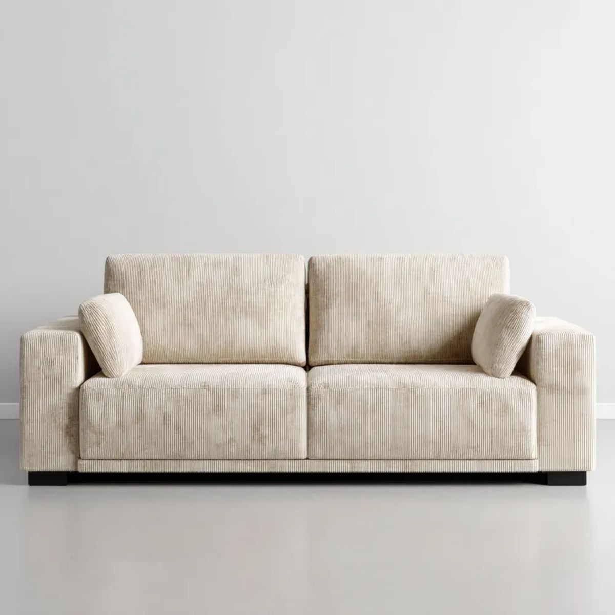 Dwuosobowa sofa beżowa z tapicerką sztruksową, 180 x 90 x 85 cm