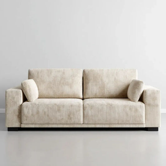 Dwuosobowa sofa beżowa z tapicerką sztruksową, 180 x 90 x 85 cm
